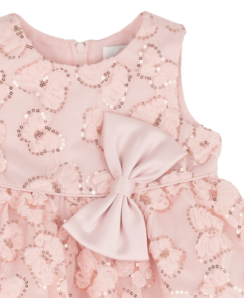 Rare Editions Baby Girls' Butterfly Soutache Bodice with Satin Bow Skirt and Panty