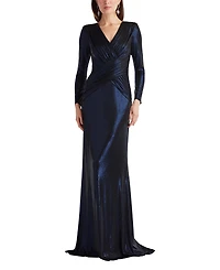 Tadashi Shoji Women's Esau Metallic Crisscross Draped Gown