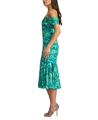 Tadashi Shoji Women's Cabbie Foliage Print Midi Dress