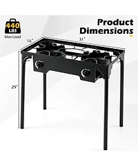 Hongge 160000 Btu 2 Burner Propane Camping Stove with Regulator Hose