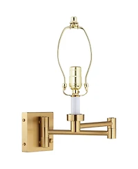 Barnes and Ivy Swing Arm Wall Lamp Warm Antique Brass Plug-In Light Fixture Fabric Bell Shade Bedroom Bedside Reading