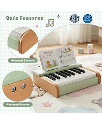 Hongge 18-Key Wooden Battery-Operated Piano, Ages 3+