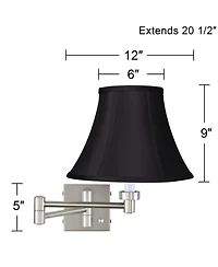 Possini Euro Design Modern Swing Arm Wall Lamp Brushed Nickel Plug-In Light Fixture Bell Shade for Bedroom Bedside Reading