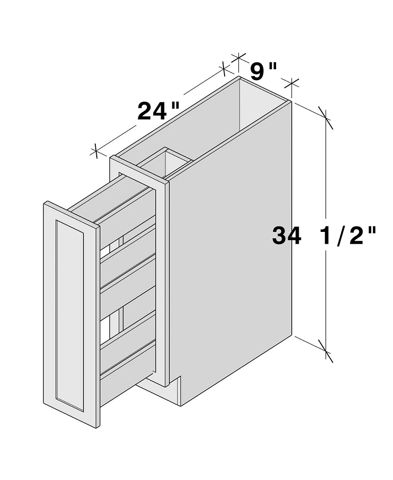 Boyel Living 9" Wide Spice Pantry Cabinet, Ready to Assemble Kitchen Cabinet with Solid Wood Frame, Soft-Close Slides and Hinges
