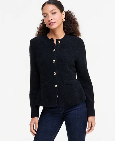 I.n.c. International Concepts Women's Boucle Peplum Crewneck Cardigan, Macy's Exclusive