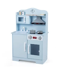Sugift Wooden Light-and-Sound Play Kitchen Playset, Ages 3+