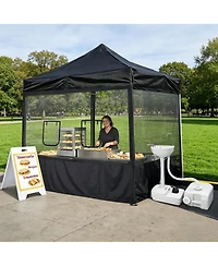 Yescom InstaHibit 10x10Feet Pop Up Canopy Mesh Sidewalls and 17L Portable Hand Wash Station Combo, Food Vendor Booth Sanitation Kit for Outdoor Event