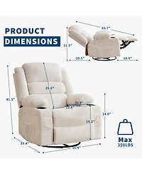 homfan Rocking Recliner for Adults Oversized 360degree(s) Swivel Manual | Soft Corduroy with Cup Holder Side Pockets Living Room