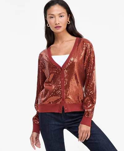 I.n.c. International Concepts Women's Sequin V-Neck Cardigan, Macy's Exclusive