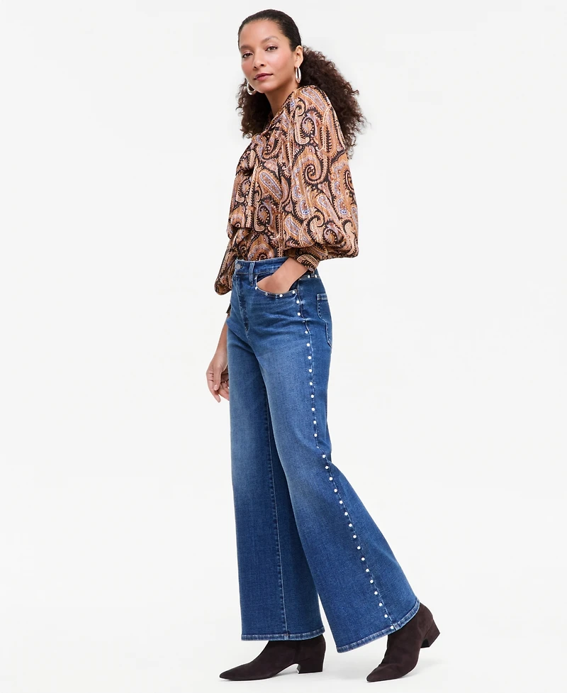I.n.c. International Concepts Women's High-Rise Wide-Leg Studded Jeans, Macy's Exclusive