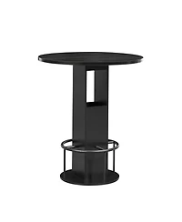 Flynama 3-Piece 31.5" Round Bar Table Set with 2 Stools, Metal Footrest for Small Spaces and Cafes