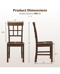 Sugift Set of 2 Rubber Wood Dining Chairs with High Backrests