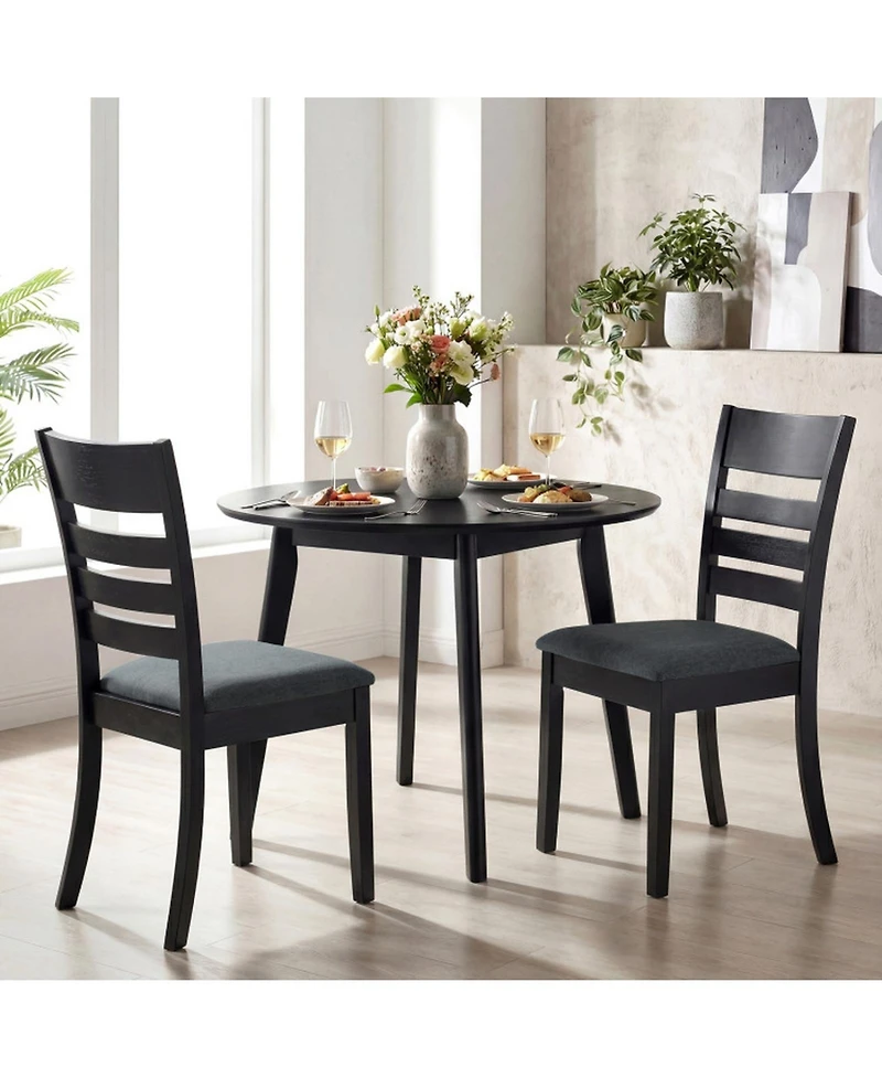 Sugift Set of 2 Upholstered Wooden Dining Chairs with Rubber Wood Frame and Curved Backrest