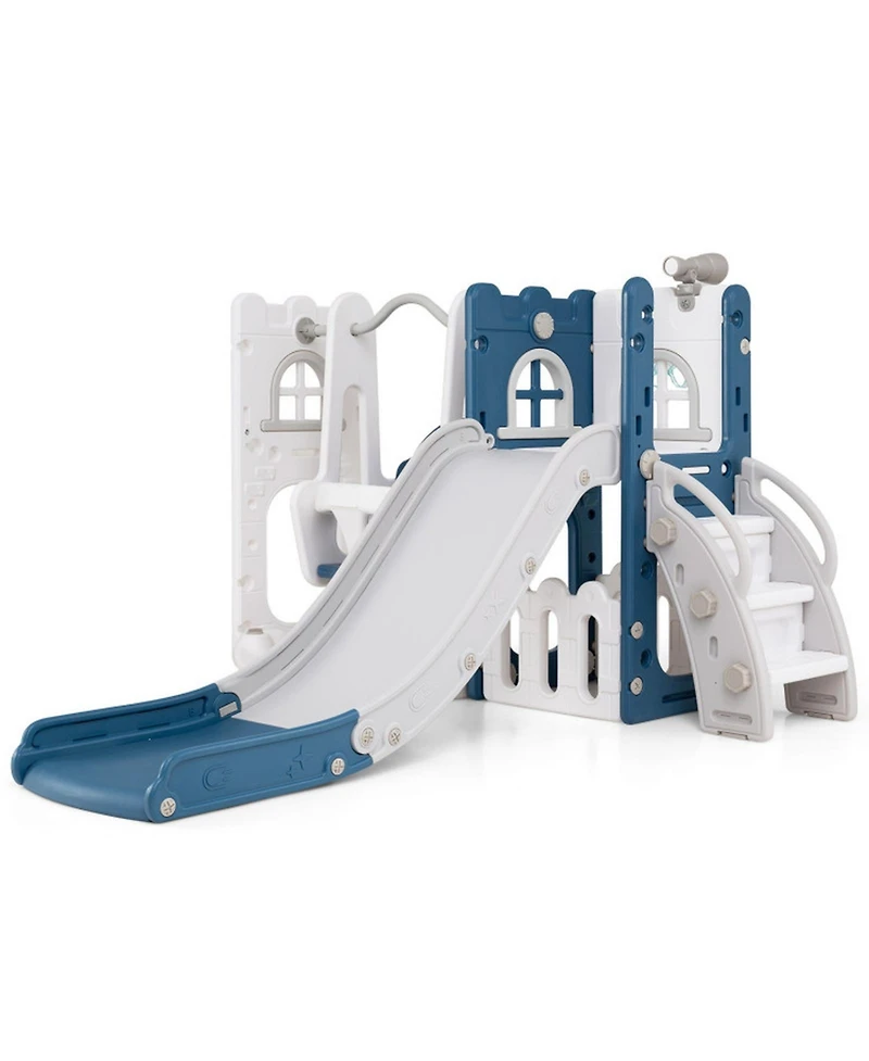 Sugift Toddler 7-in-1 L-Shaped Basketball Hoop Swing and Slide Set