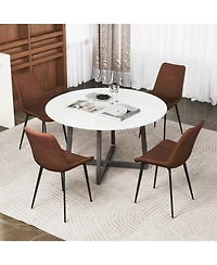 Sugift Set of 4 Upholstered Dining Chairs with Metal Legs and Padded Backs