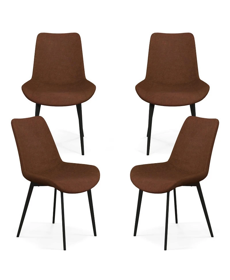 Sugift Set of 4 Upholstered Dining Chairs with Metal Legs and Padded Backs
