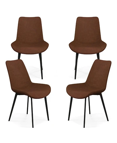 Sugift Set of 4 Upholstered Dining Chairs with Metal Legs and Padded Backs
