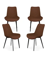 Sugift Set of 4 Upholstered Dining Chairs with Metal Legs and Padded Backs