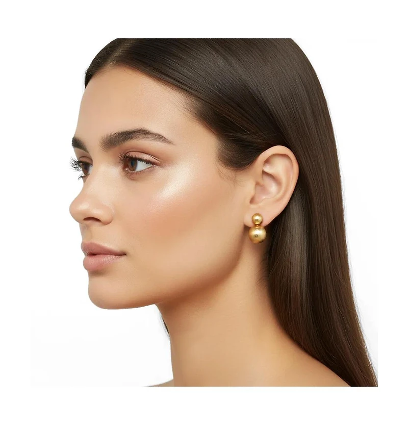 Rivka Friedman 18K Gold Plated Polished Double Bubble Drop Earrings