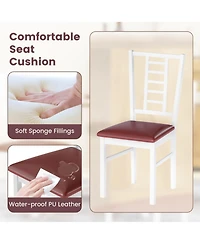 Sugift Pu Leather Upholstered Rubber Wood Dining Chairs Set of 4