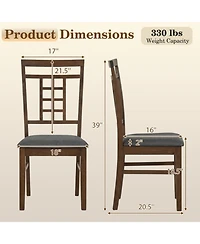 Sugift Set of 4 Rubber Wood Dining Chairs with Lattice Back Cushioned Seats