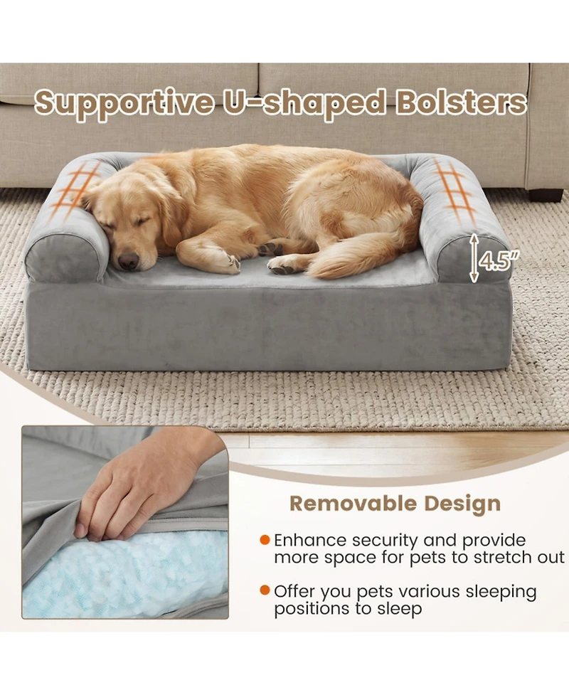 Sugift Cooling Gel Memory Foam Dog Bed for Medium Dogs with Washable Cover