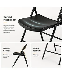 Sugift Set of 4 Foldable Plastic Chairs with Ergonomic Backrest
