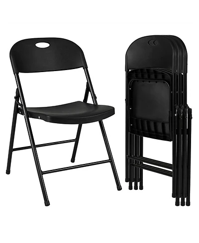 Sugift Set of 4 Foldable Plastic Chairs with Ergonomic Backrest