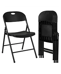Sugift Set of 4 Foldable Plastic Chairs with Ergonomic Backrest