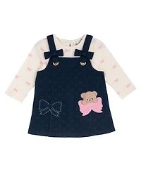Rare Editions Baby Girls' Navy Double Knit Jumper and Long-Sleeve Bodysuit, 2-Piece Set