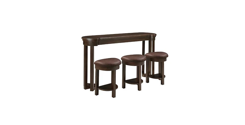 Flynama 4-Piece Solid Wood Bar Table Set with 3 Pu Stools, Counter-Height Breakfast Set