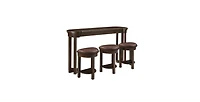 Flynama 4-Piece Solid Wood Bar Table Set with 3 Pu Stools, Counter-Height Breakfast Set