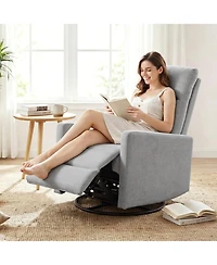 Sugift 360degree(s) Swivel Rocking Nursery Recliner Armchair with Cushioned Back