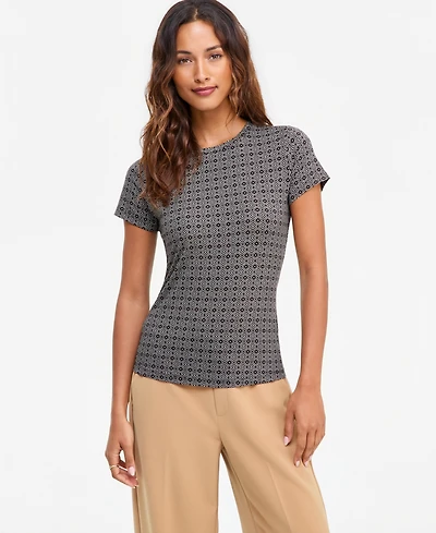 I.n.c. International Concepts Women's Geometric-Print Crewneck Top, Macy's Exclusive
