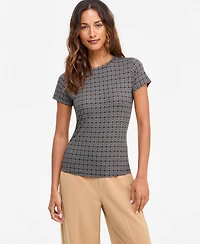 I.n.c. International Concepts Women's Geometric-Print Crewneck Top, Macy's Exclusive