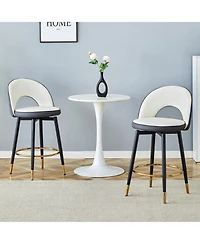 Clihome Set of 2 Modern Upholstered Bar Chair 360 Degree Rotatable
