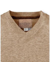 Hope & Henry Little and Big Boys' 5- 7 Organic V-Neck Sweater with Elbow Patches