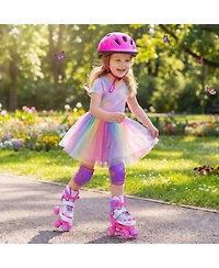 Hongge Light-Up Wheels Adjustable Reinforced Brake Roller Skates, Sizes 11C-1, Ages 5-7
