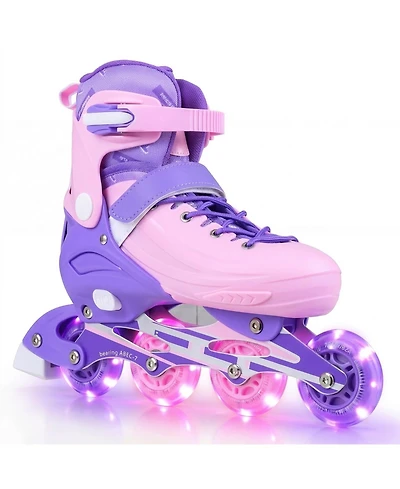Hongge Light-Up Aluminum Adjustable Inline Skates, Ages 9-14
