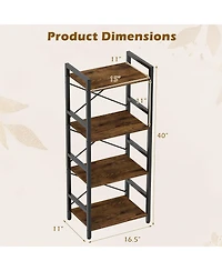 Costway 4-Tier Bookshelf with Metal Frame and Wooden Storage Racks for Living Room