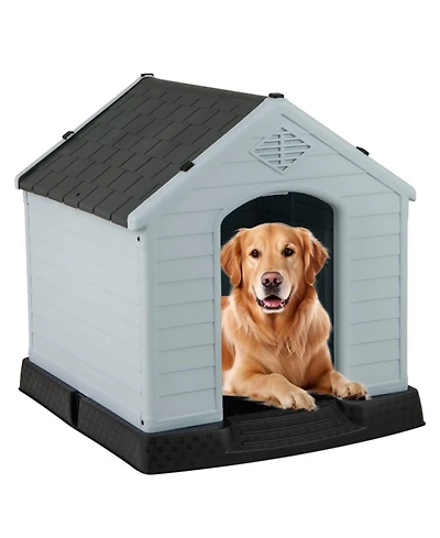 Sugift Waterproof Plastic Dog House with Elevated Floor for Small Dogs