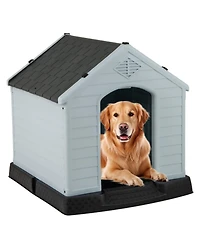 Sugift Waterproof Plastic Dog House with Elevated Floor for Small Dogs