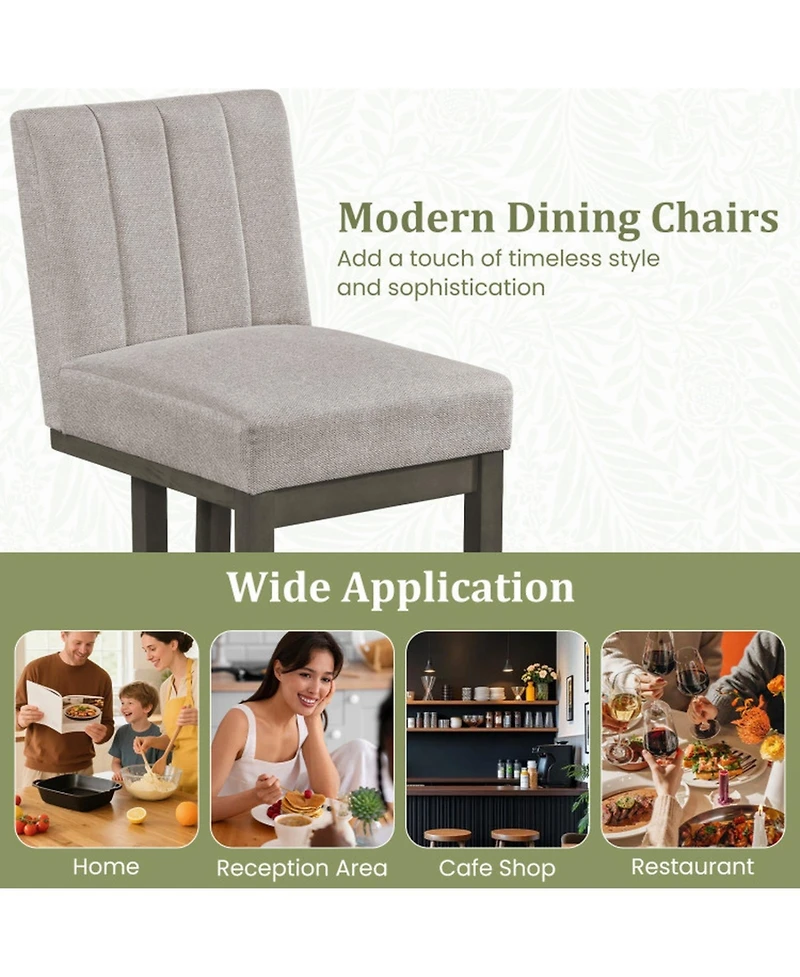 Sugift Modern Farmhouse Fabric Dining Chairs Set of 4 with 5.5in Thickened Padded Seat