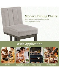 Sugift Modern Farmhouse Fabric Dining Chairs Set of 4 with 5.5in Thickened Padded Seat
