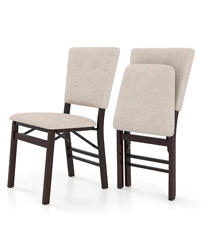 Sugift Set of 2 Foldable Armless Dining Chairs with Padded Seat and Tilt Backrest