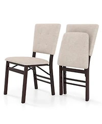 Sugift Set of 2 Foldable Armless Dining Chairs with Padded Seat and Tilt Backrest
