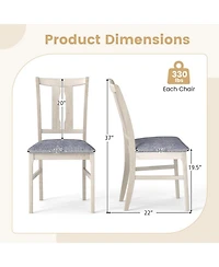 Sugift Set of 2 Wooden Upholstered Dining Chairs with High Curved Back