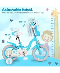 Hongge 12-Inch Girls Bike with Detachable Training Wheels, 110 Lbs Capacity, Ages 3-4
