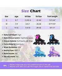 Hongge Light-Up Aluminum Adjustable Inline Skates, Ages 9-14