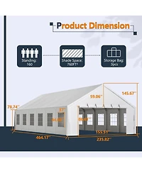 Asagikoiai 20x40FT Heavy Duty Outdoor Wedding Party Tent with Sidewalls and Carry Bags